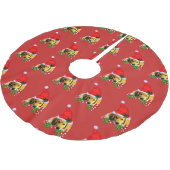 ゴールデンレトリエバーパピークリスマス ブラッシュドポリエステルツリースカート (アングル)