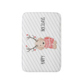 ゴールデンレトリエバーパピークリスマス〔雄ジカの〕枝角ストライプ バスマット (正面縦)