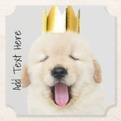 ゴールデンレトリエバーパピースリーニーイン金ゴールドクラウン ペーパーコースター (正面)