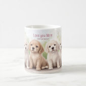 ゴールデンレトリエバーパピーズ愛あなた母の日 コーヒーマグカップ (中央)