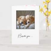 ゴールデンレトリエバーパピーズ記念日 カード (黄色い花)