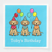 ゴールデンレトリエバーパピーズ誕生日紙ナプキンス (正面)