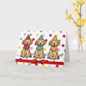 ゴールデンレトリエバーパピーズ誕生日 カード (黄色い花)