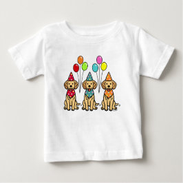 ゴールデンレトリエバーパピーズ誕生日 ベビーTシャツ