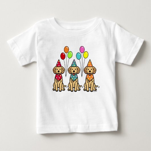ゴールデンレトリエバーパピーズ誕生日 ベビーTシャツ (正面)