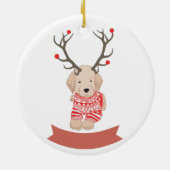 ゴールデンレトリエバーパピーディアアントラーパーソナライズされた セラミックオーナメント (裏面)