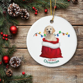 ゴールデンレトリエバーパピードグインホリデー抱き枕 セラミックオーナメント