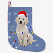 ゴールデンレトリエバーパピードッグホリデークリスマス スモールクリスマスストッキング (正面)