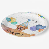 ゴールデンレトリエバーパピードッグ誕生日ポーティ ペーパープレート (アングル)