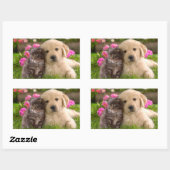 ゴールデンレトリエバーパピードッグ&キッテンステッカー 長方形シール (シート)