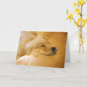 ゴールデンレトリエバーパピーマザーズデイカード カード (黄色い花)