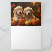 ゴールデンレトリエバーパピー秋デライトカボチャ カード (内部)