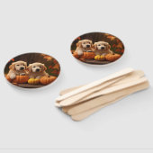 ゴールデンレトリエバーパピー秋デライトカボチャ ハンドファン (組立なし)