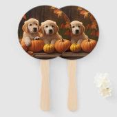 ゴールデンレトリエバーパピー秋デライトカボチャ ハンドファン (正面&裏面)