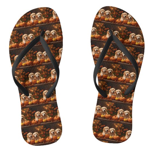ゴールデンレトリエバーパピー秋デライトカボチャ ビーチサンダル (ソール)