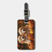 ゴールデンレトリエバーパピー秋デライトカボチャ ラゲッジタグ (正面縦)