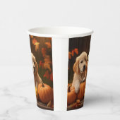 ゴールデンレトリエバーパピー秋デライトカボチャ 紙コップ (右)