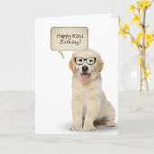 ゴールデンレトリエバーパピー82番目の誕生日カード カード (黄色い花)