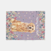 ゴールデンレトリエバーパープルドッグギフトペットシッター フリースブランケット (正面(横))