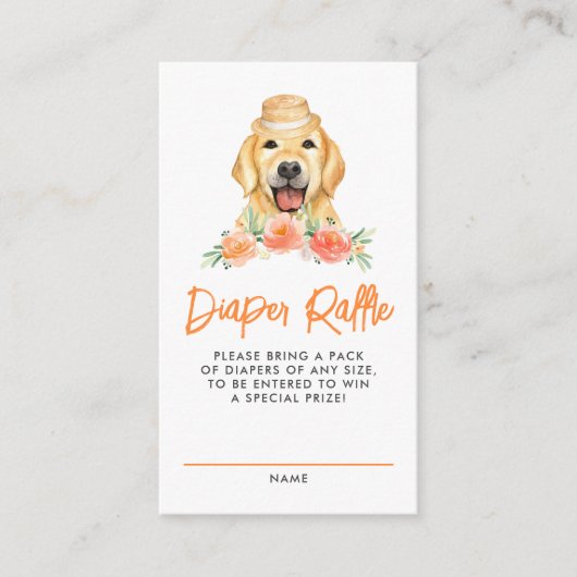 ゴールデンレトリエバーピーチオムツラッフルゲーム エンクロージャーカード (正面)