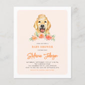 ゴールデンレトリエバーピーチベビーシャワー招待状 (正面)