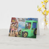 ゴールデンレトリエバーファルミヤード誕生日 カード (黄色い花)