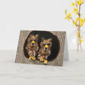 ゴールデンレトリエバーフール誕生日 カード (黄色い花)