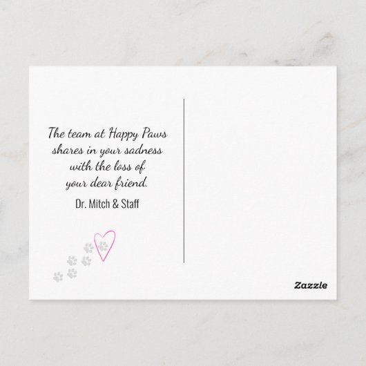 ゴールデンレトリエバーペットの獣医からの損失 ポストカード (裏面)