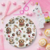 ゴールデンレトリエバーペットドッグクリスマスパターン ペーパープレート (パーティー)