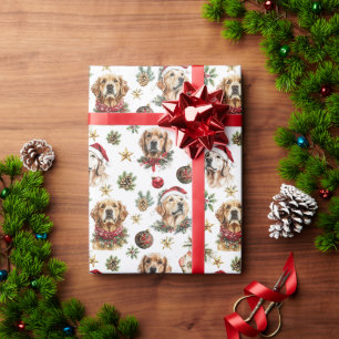 ゴールデンレトリエバーペットドッグクリスマスパターン ラッピングペーパー