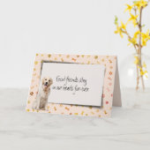 ゴールデンレトリエバーペットロス悔やみや弔慰 カード (黄色い花)