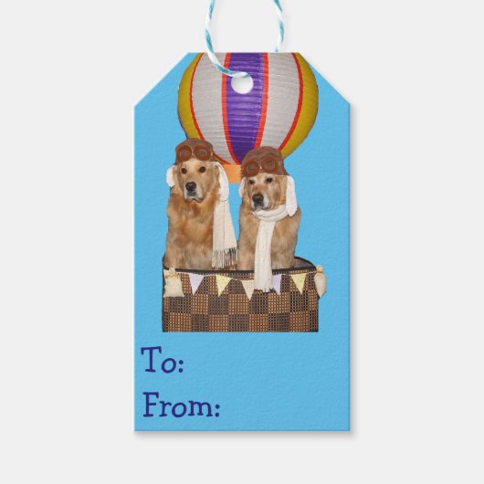 ゴールデンレトリエバーホットエアバルーンパイロット ギフトタグ (正面)