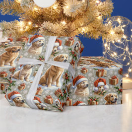 ゴールデンレトリエバーホリデーチャームクリスマス ラッピングペーパー