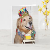 ゴールデンレトリエバーポーソーム誕生日 カード (黄色い花)