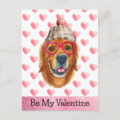 ゴールデンレトリエバーマイバレンタインドッグバレンタイン シーズンポストカード (正面)