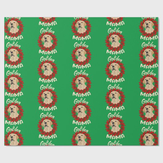 ゴールデンレトリエバーママ愛犬家クリスマスホリデイ ラッピングペーパー (フラット)