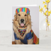 ゴールデンレトリエバーラブズベートウィンズプライド カード (黄色い花)