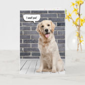 ゴールデンレトリエバーラブ誕生日 カード (黄色い花)