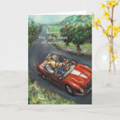 ゴールデンレトリエバーレッド変換可能 – 誕生日カード カード (黄色い花)