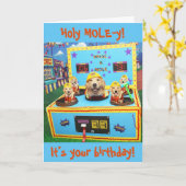 ゴールデンレトリエバーワックアモル誕生日 カード (黄色い花)