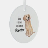 ゴールデンレトリエバー最高のマイフレンド名前をカスタムする ガラスオーナメント (正面右)