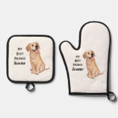 ゴールデンレトリエバー最高のマイフレンド名前をカスタムする 鍋つかみ&鍋敷きセット (正面)