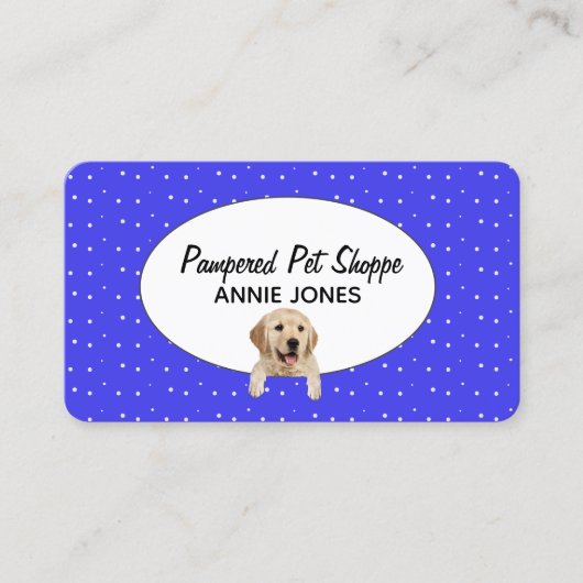 ゴールデンレトリエバー水玉模様forペットグルーミング 名刺 (正面)
