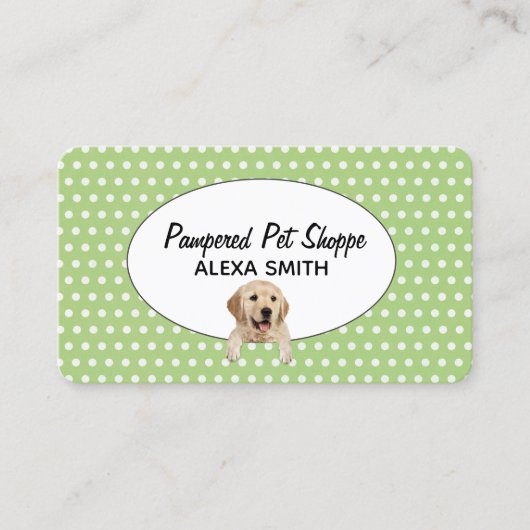 ゴールデンレトリエバー水玉模様forペットグルーミング 名刺 (正面)