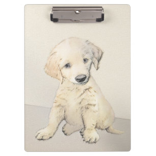 ゴールデンレトリエバー絵画パピーの子犬 – オリジナルドッグアート クリップボード
