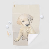 ゴールデンレトリエバー絵画パピーの子犬 – オリジナルドッグアート ゴルフタオル (インサイチュ)