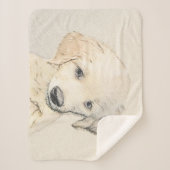 ゴールデンレトリエバー絵画パピーの子犬 – オリジナルドッグアート シェルパブランケット (正面)