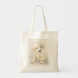 ゴールデンレトリエバー絵画パピーの子犬 – オリジナルドッグアート トートバッグ