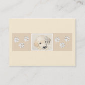ゴールデンレトリエバー絵画パピーの子犬 – オリジナルドッグアート 名刺 (裏面)