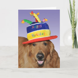 ゴールデンレトリバーお誕生日ケーキハットカード カード